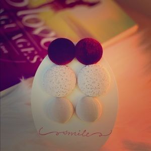 Handmade Button Earrings Valentines Day Set